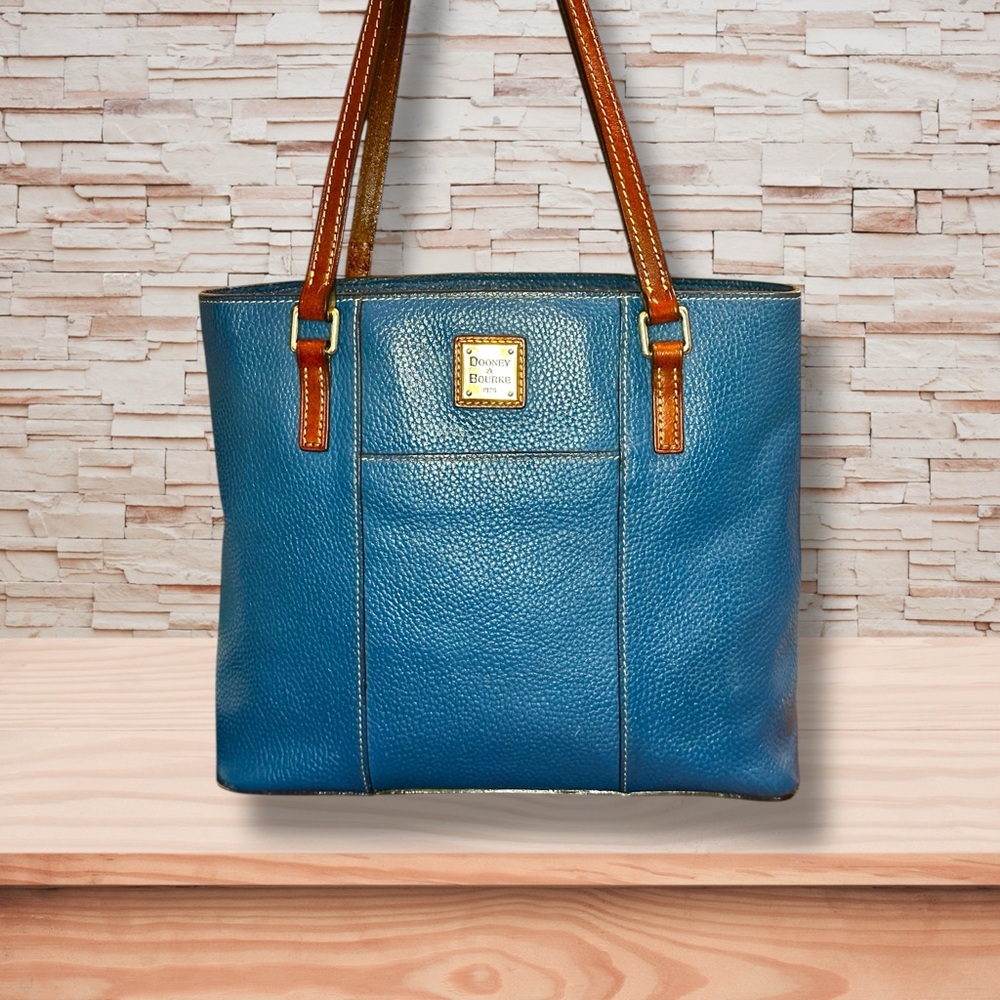 Dooney & Bourke Blue Leather Tote Bag